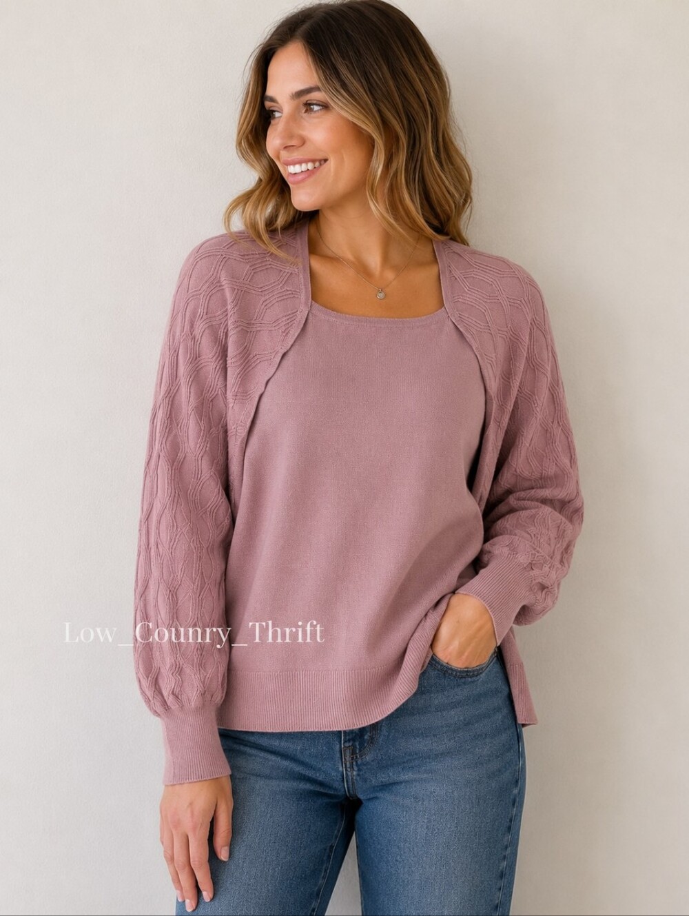 Cable & Gauge Sweater Women's XL Pink Cable Knit Lightweight Soft Pullover